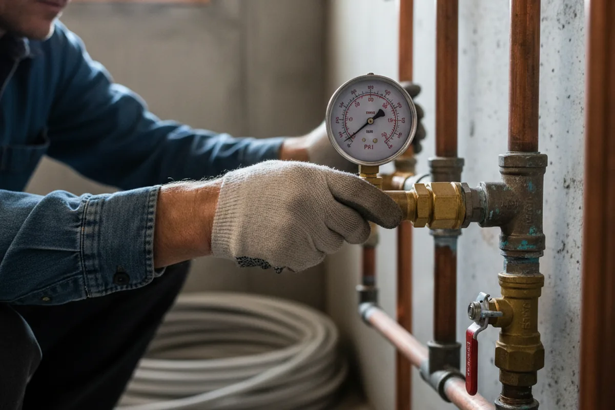 Pressure testing a repaired line during Water Line Repair in Snowshoe